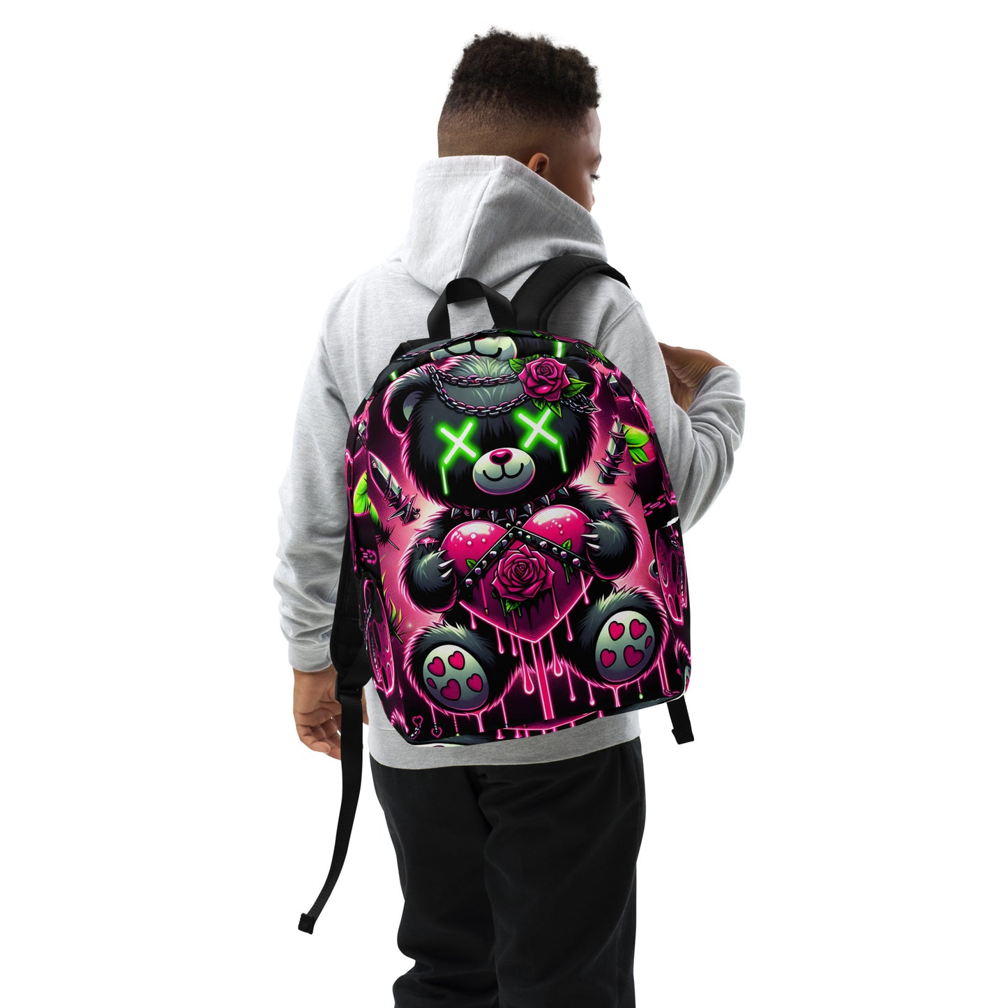 Edgy Neon Teddy Bear Backpack